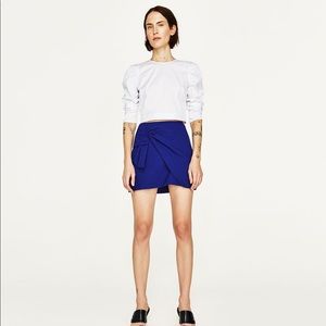 Zara front knot cobalt blue mini skirt
